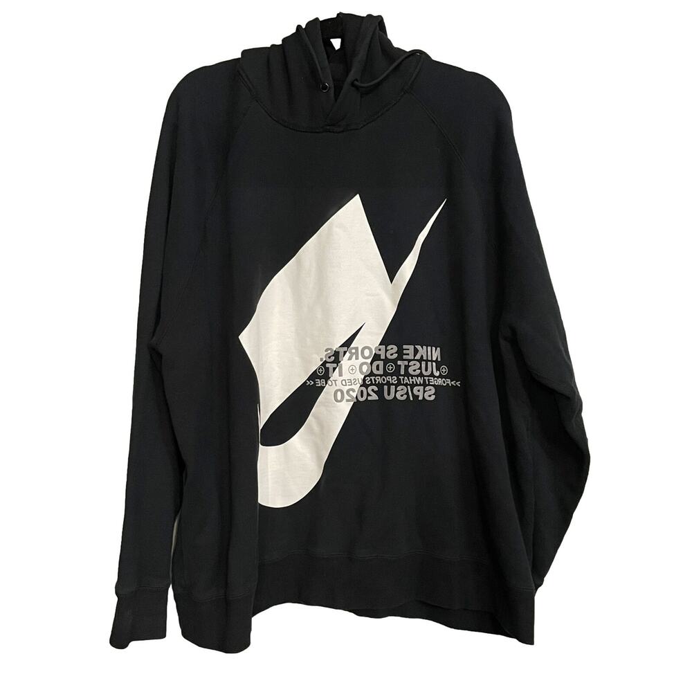 Nike Sportswear Hoodie Mirrored GraphicCJ5048 010 Big Swoosh Logo Pullover XXL